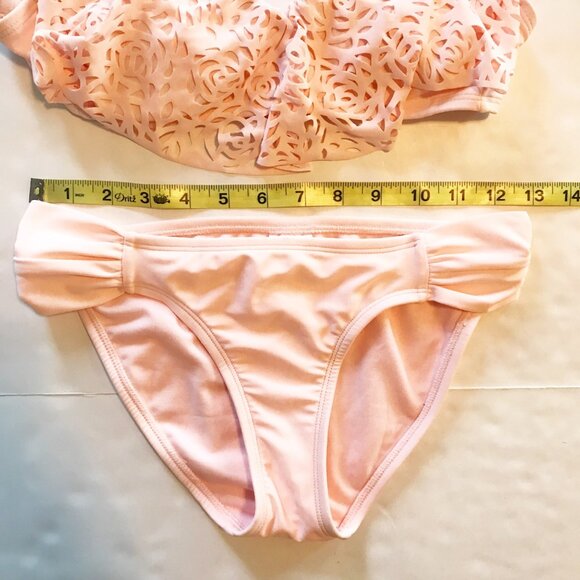 XHILERATION Pink Lace Overlay Bikini Two Piece Set Swimsuit Womens Small - Picture 10 of 10